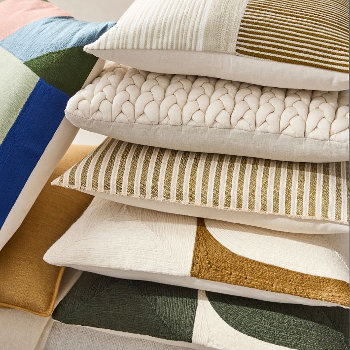 West Elm 6 - 12x20 yellow and offers white striped pillow covers