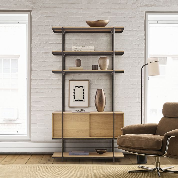 Narrow Contemporary Shelving Unit Elle Grey Glass Small Shelving Unit