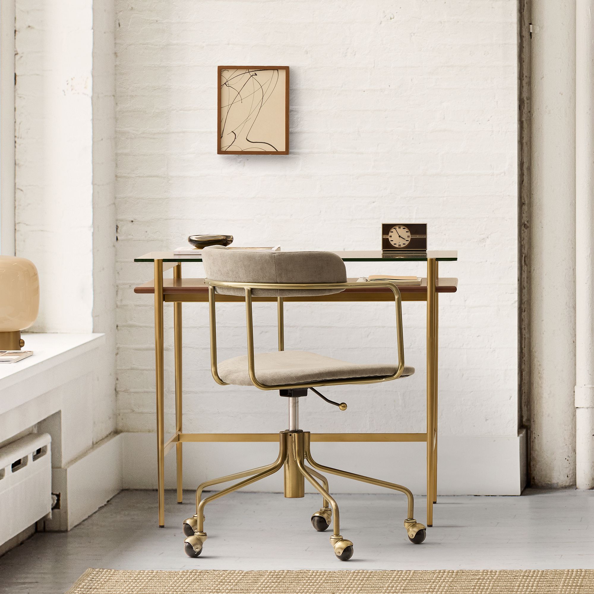 Mid-Century Art Display Mini Desk (36") - Stylish & Compact