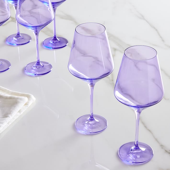 Estelle Colored Glass Stemmed Wine Glass (Set of 6)