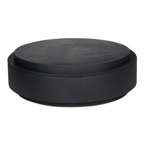 Yureni 48" Black Concrete Outdoor Round Coffee Table