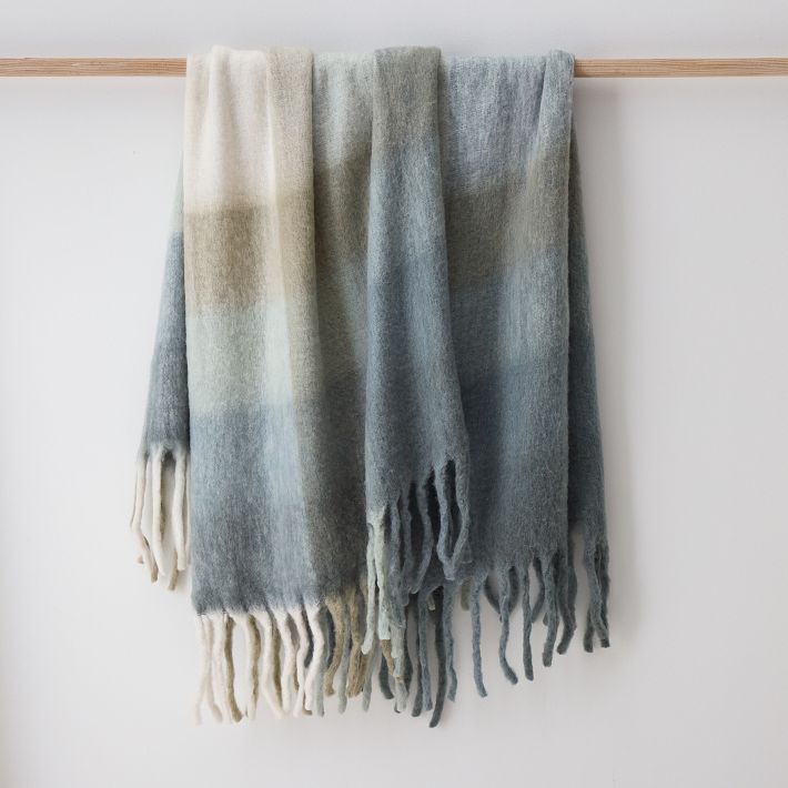 Faux Mohair Framed Ombre Throw