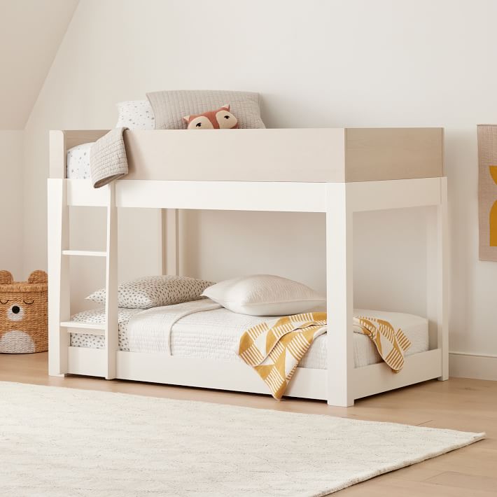 Milo Two Tone Bunk Bed Twin Pebble Simply White We Kids West Elm