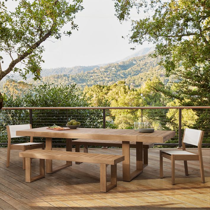 Outdoor dining table with bench and chairs discount