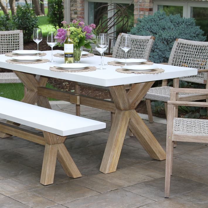 Solid Eucalyptus Outdoor Dining Armchair Set of 2