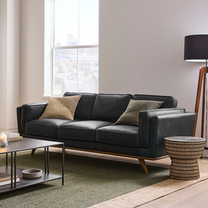West elm leather couch discount