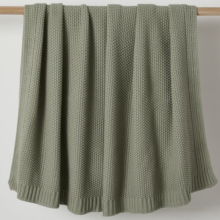 Celadon Cotton Knit Throw