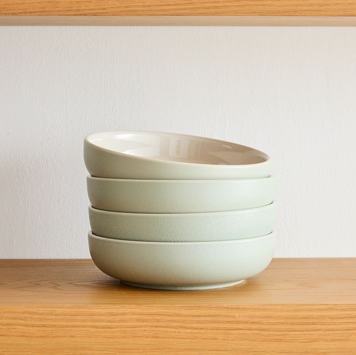 Kaloh Stoneware Pasta Bowl Set of 8 - Color: Celadon