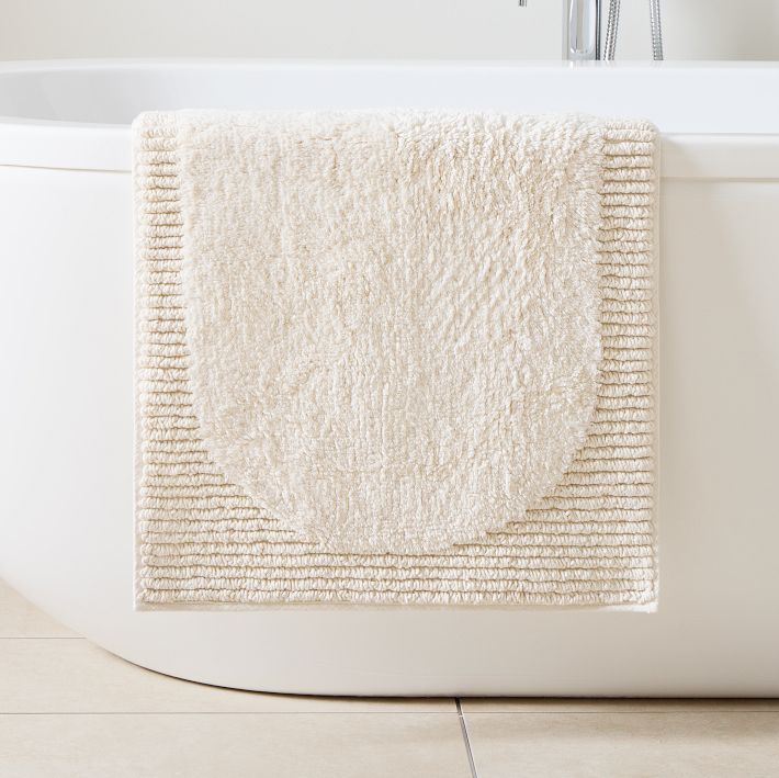 Plush Border Bath Mat - Ivory