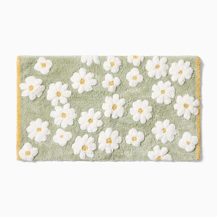 Kids Daisy Shaggy Bath Mat - Soft & Cute | West Elm