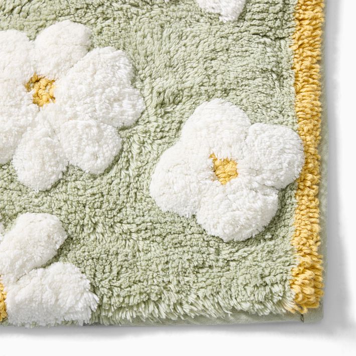 Kids Daisy Shaggy Bath Mat - Soft & Cute | West Elm