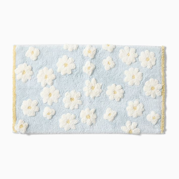 Kids Daisy Shaggy Bath Mat - Soft & Cute | West Elm