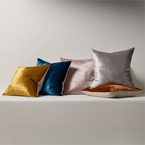 Set Of 2 West Elm Pillow Sham factory Euro - Lush Gold Oak Velvet Tack Stitch 26 X 26