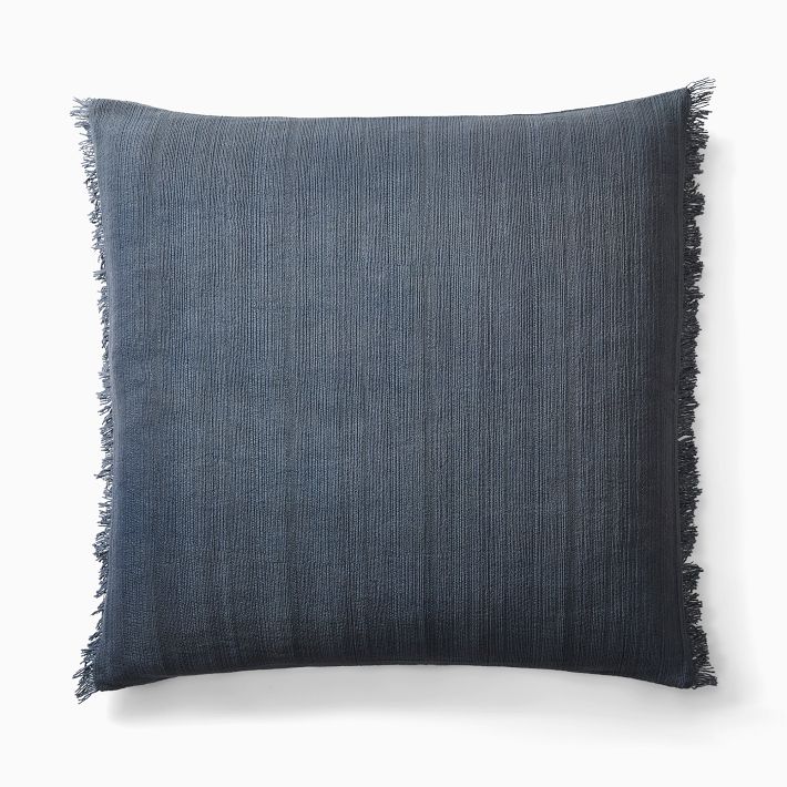 Textured Fringe Pillow Cover in Aegean