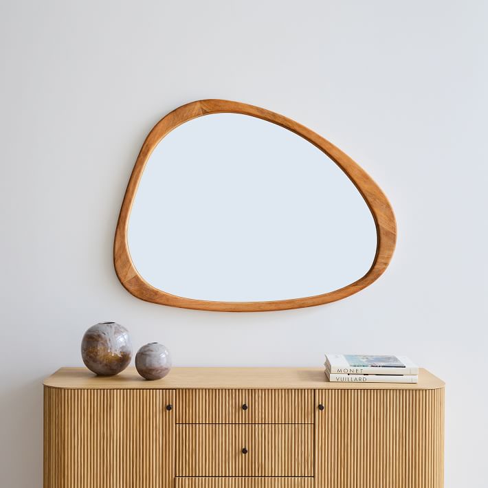 Mid-Century Asymmetrical Wood Wall Mirror