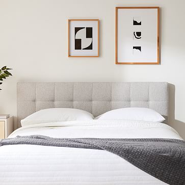 Emmett Headboard Only Tall Grid Tufting Performance Basket Slub White Alabaster No Show Cal King West Elm
