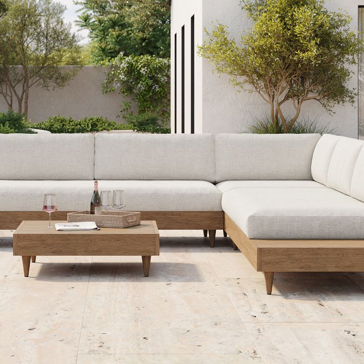 Portside Low Outdoor 3 Piece L Shaped Sectional 112 West Elm