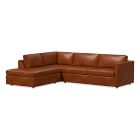 Harris 112" Left Multi-Seat 2-Piece Bumper Chaise Sleeper Sectional, Saddle Leather, Nut