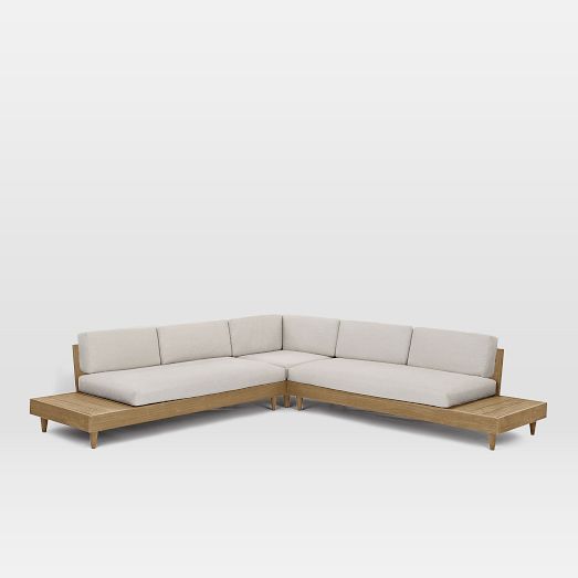 Portside Low Outdoor 3 Piece L Shaped Sectional 112 West Elm