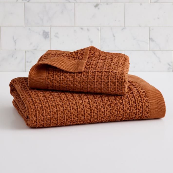 Waffle Bath Towel & Hand Towel Set (Copper)