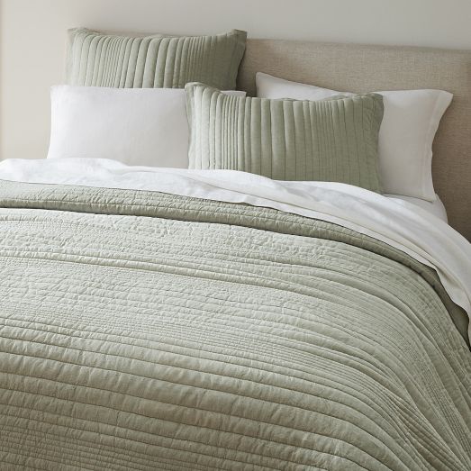 West Elm European factory Flax Linen Melange Celadon Duvet Cover