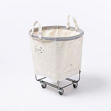 West Elm Steele Canvas Basket with Wheels discount and Lid