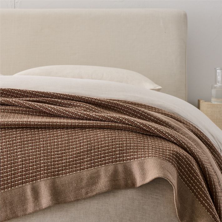 Two-Tone Cotton Linen Blanket