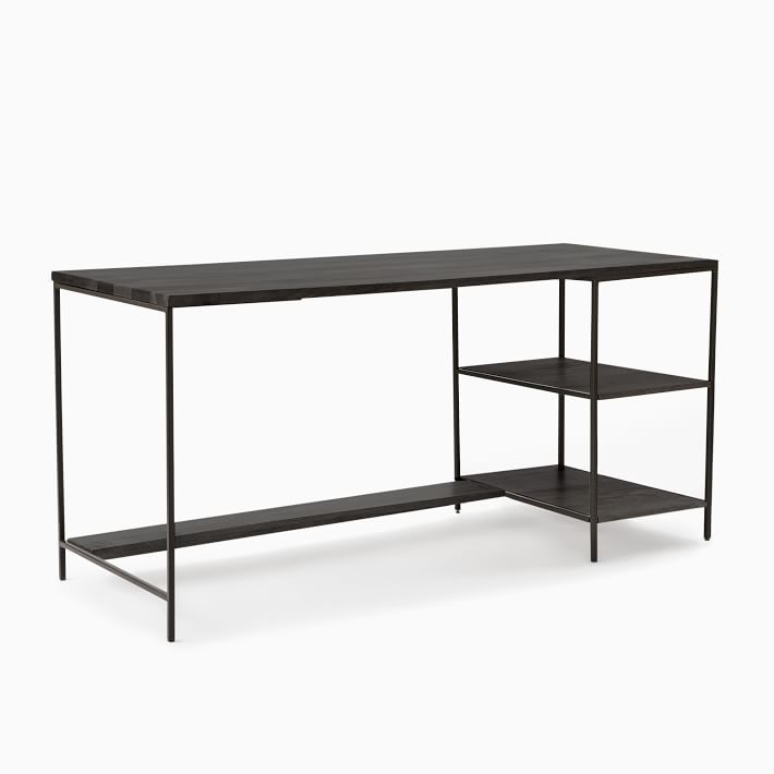 Fulham glass writing desk with storage black sales