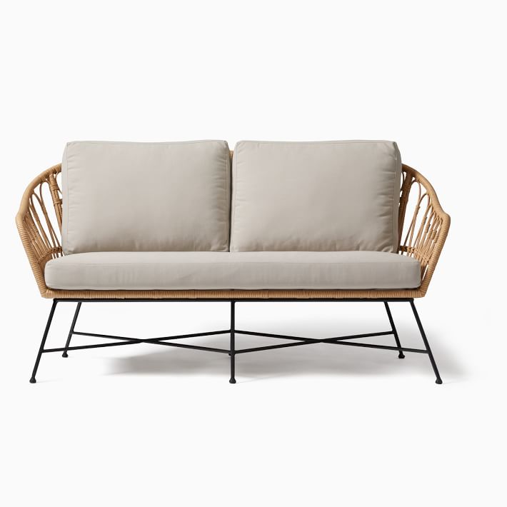 Palma Outdoor Rattan Loveseat Retro Inspired Comfort West Elm