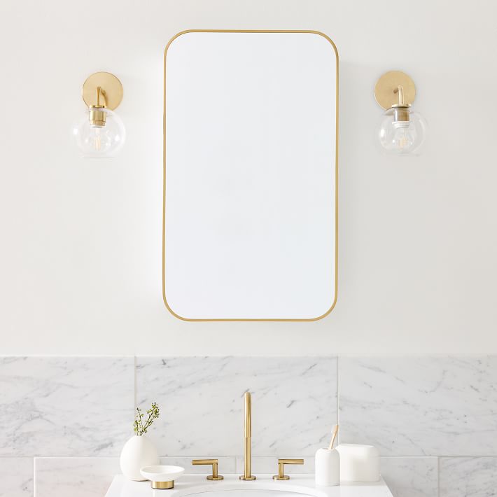 Seamless Medicine Cabinet 21x34 in Antique Brass