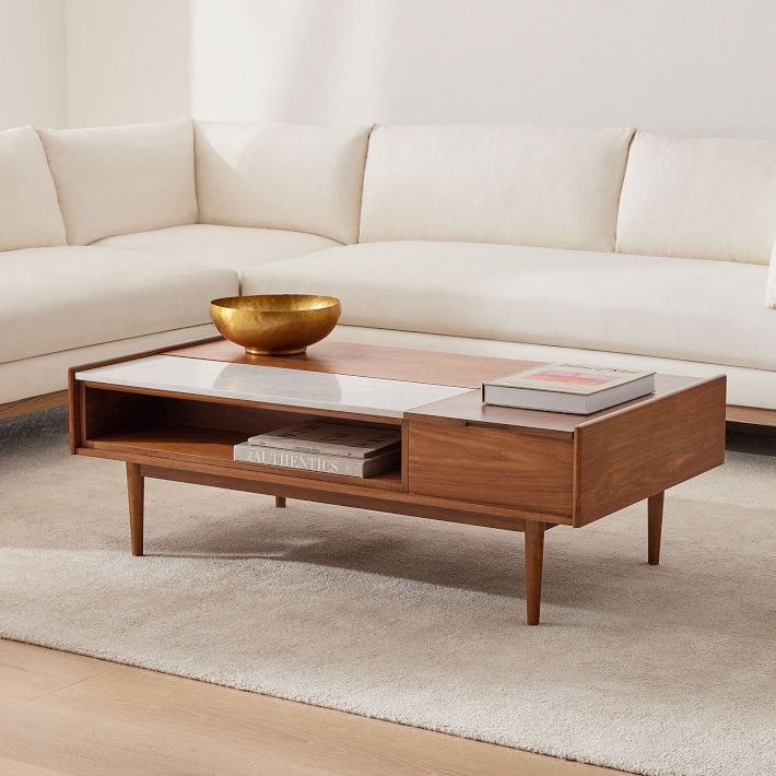 Mid century marble coffee table discount