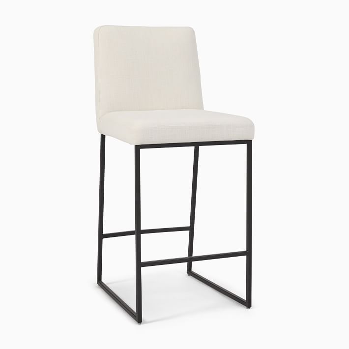 Range Bar Stool Twill Natural Sand Dark Bronze West Elm