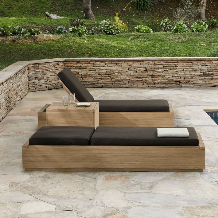 Telluride Outdoor Chaise Lounges Volume Square Side Table Set