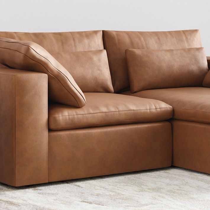 Small real leather sectional sales