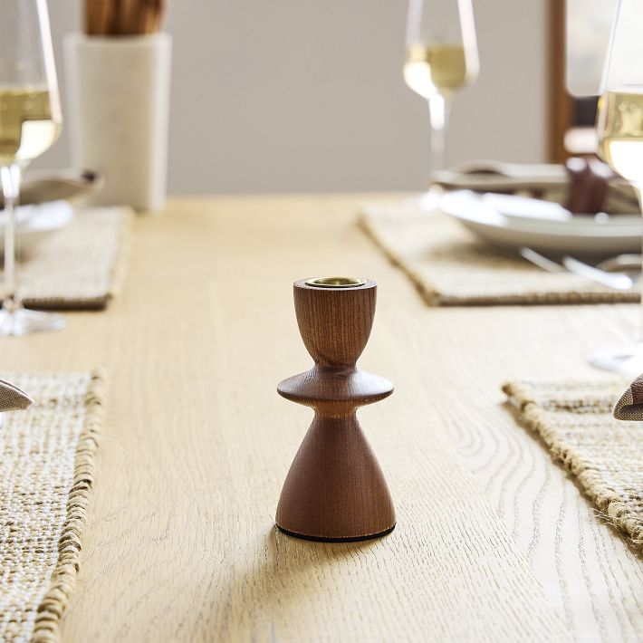 Small Tira Wood Candleholders