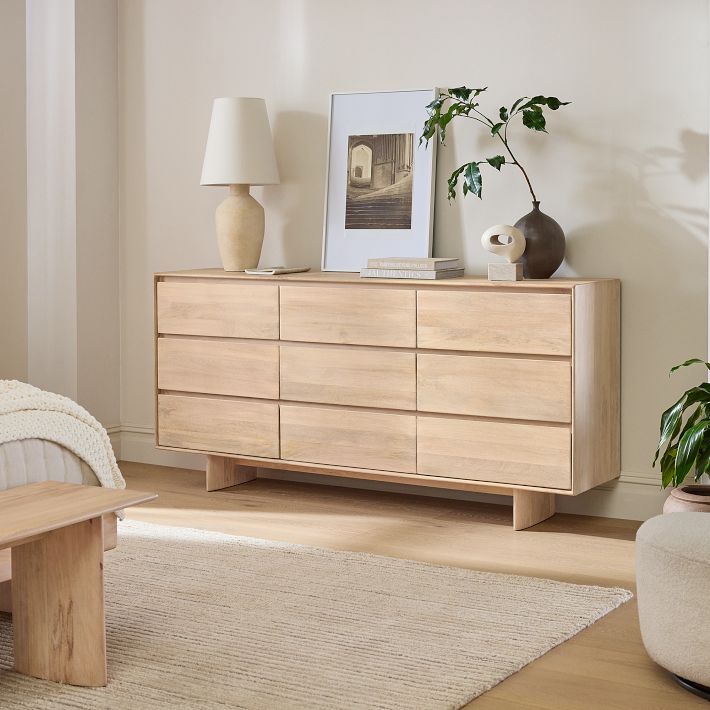 Anton Solid Wood Wide 9 Drawer Dresser Modern Storage Solution West Elm