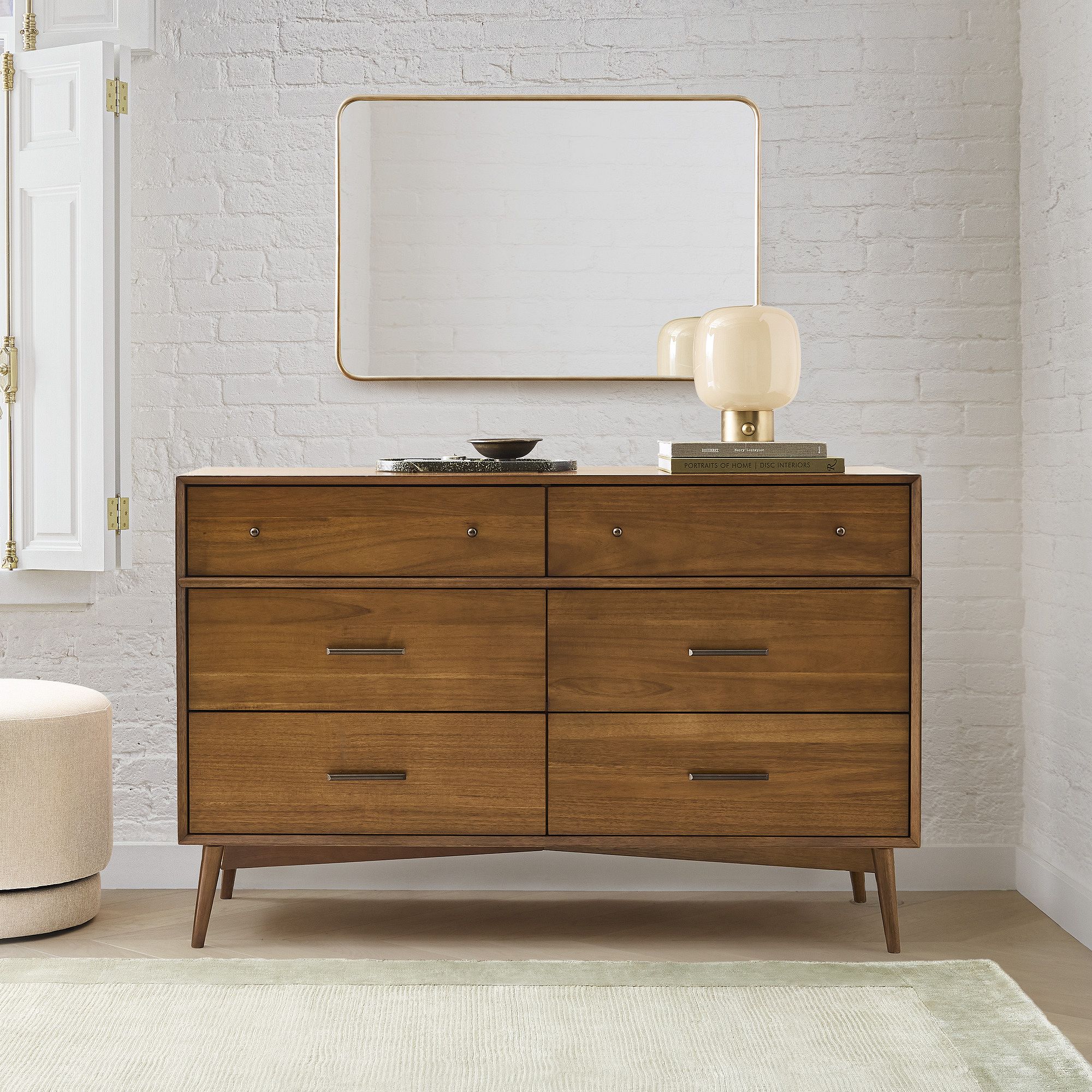 Mid-Century 6-Drawer Dresser (56") - Stylish Storage