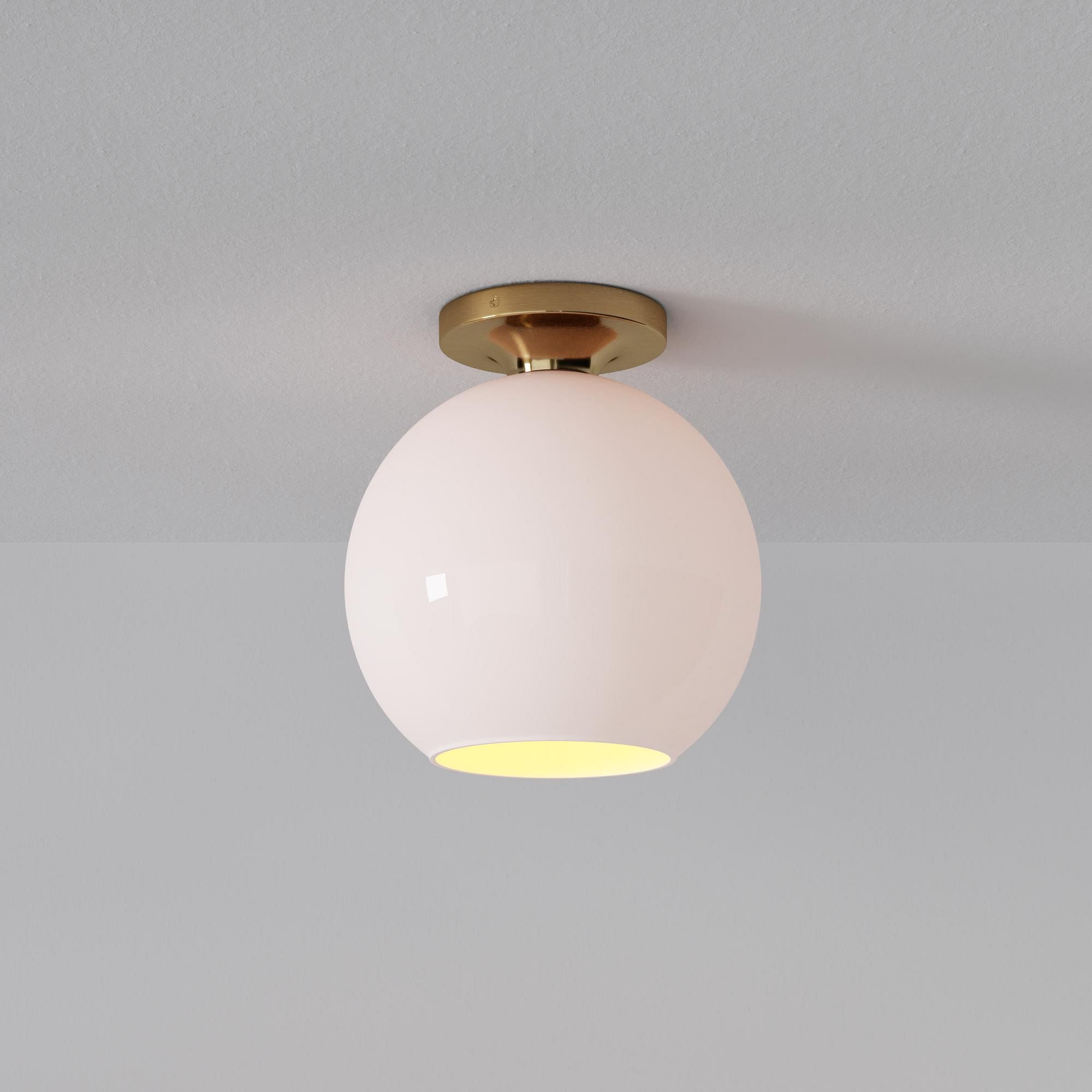 Sculptural Flush Mount Antique Brass Clear Glass Globe 6.5