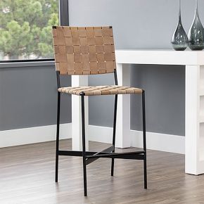 Savita Woven Leather Counter Stool | West Elm