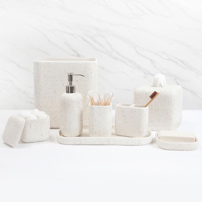 Aman Resin Bath Accessories (Tumbler, Tank Tray, Soap Pump) - West Elm