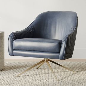 Roar Rabbit Swivel Chair Poly Black Ludlow Leather Antique Brass West Elm