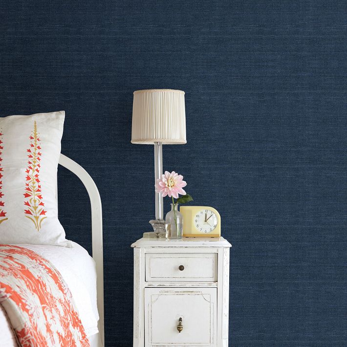 Navy Natural Sisal Grasscloth Wallpaper