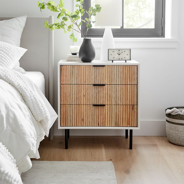 White and wood night stand discount
