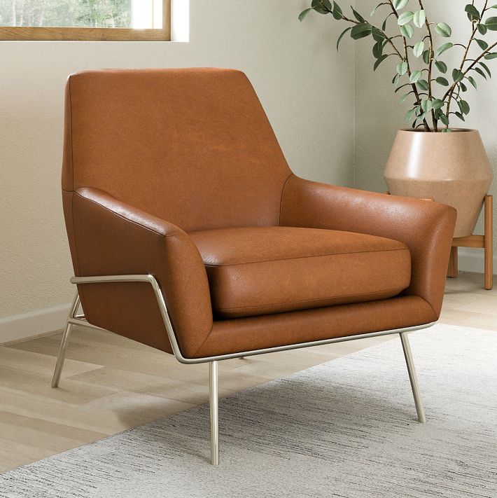 Lucas Wire Leather Chair West Elm