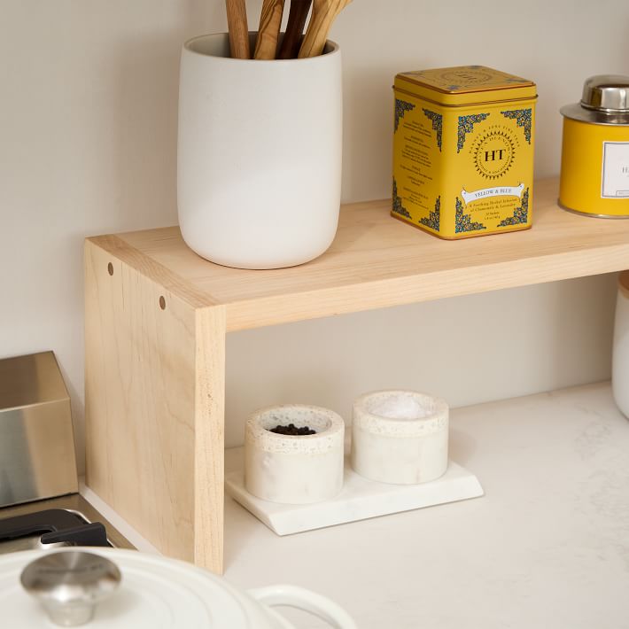 Wooden countertop shelf discount