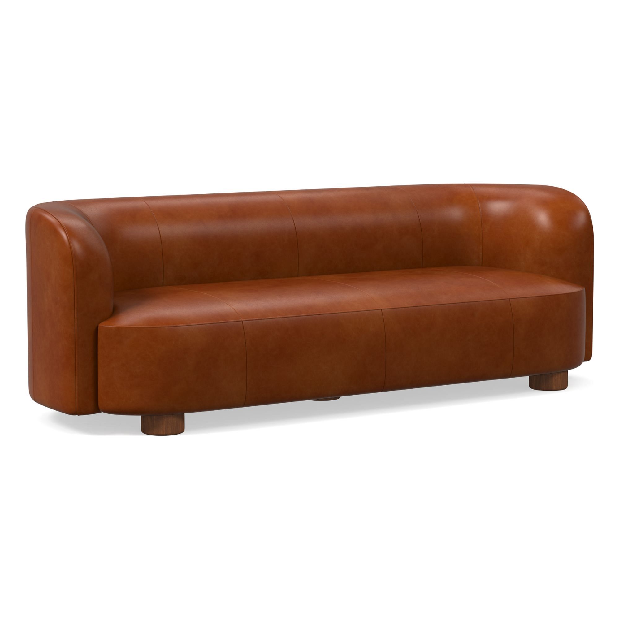 Laurent 76" Sofa, Saddle Leather, Nut, Bld
