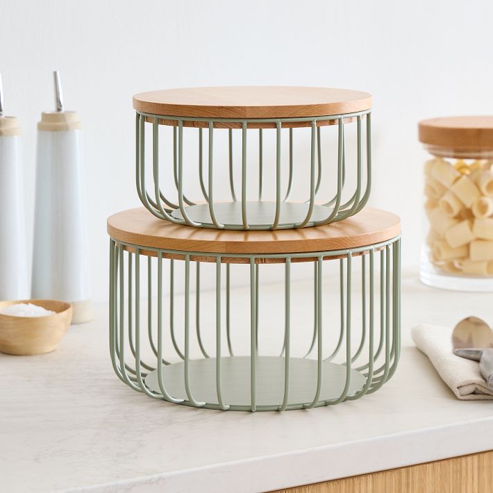 Kaloh Metal & Wood Baskets for Kitchen Storage
