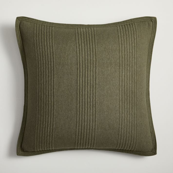Cotton Cloud Jersey Euro Sham, Dark Olive