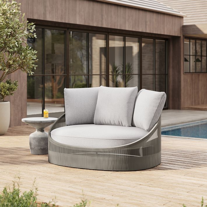 Porto Outdoor Statement Lounge Chair Warm Cement West Elm