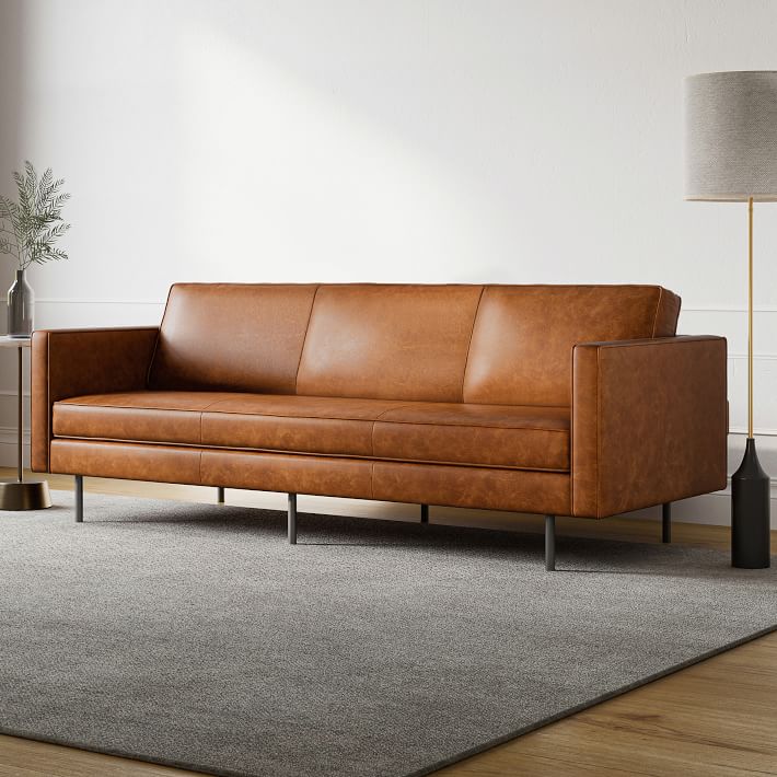Leather futon brown discount